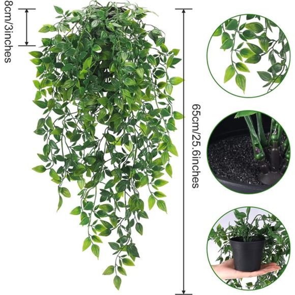 Artificial Hanging Plants Small Fake Potted Plant,Faux Plants for Indoor Outdoor - Picture 6 of 6